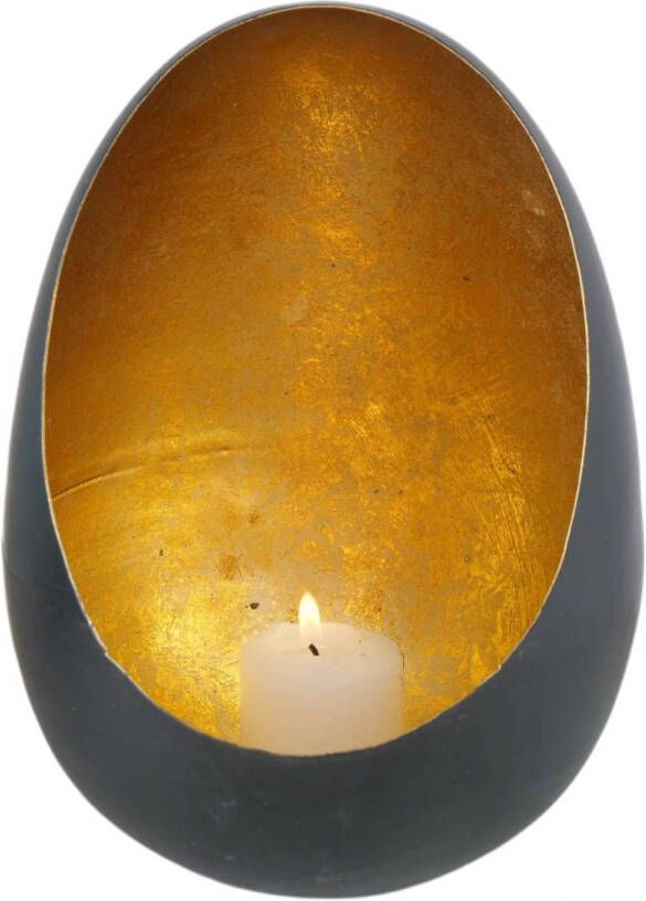CASA DI ELTURO Kandelaar Golden Egg Zwart Goud Large Ø 14 x H 20 cm