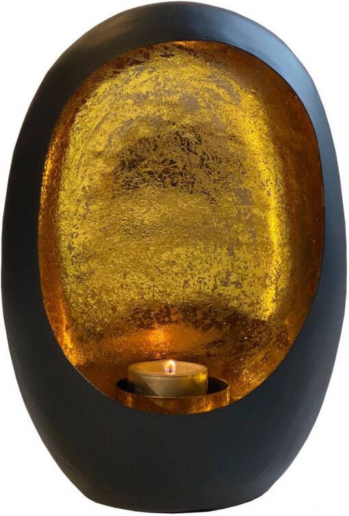 CASA DI ELTURO Kandelaar Golden Egg Zwart Goud Large H 21 cm