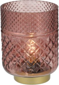 CASA DI ELTURO LED-lamp Cristal Bordeaux Rood H17 5 cm Werkt op batterijen (incl. lamp)
