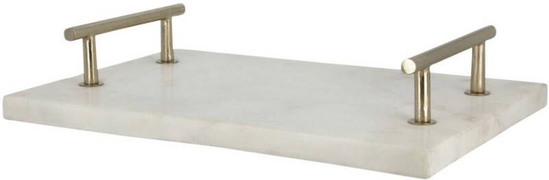 CASA DI ELTURO Marble Tray Serveer Dienblad Wit Marmer Goud L30 x B20 cm x H4 5 CM