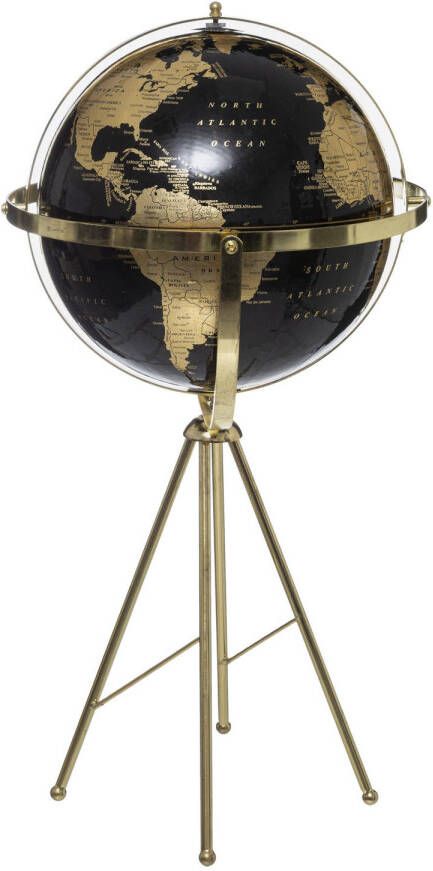 CASA DI ELTURO Staande Wereldbol op Statief Zwart Goud XL 60 cm