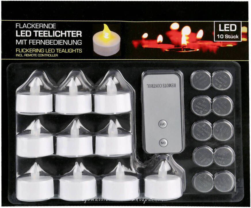 Cepewa 10x LED theelichtjes waxinelichtjes 3 5 cm inclusief afstandsbediening LED kaarsen