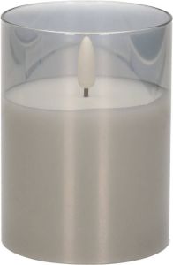 Cepewa 1x stuks luxe led kaarsen in grijs glas D7 5 x H10 cm met timer Woondecoratie Elektrische kaarsen LED kaarsen