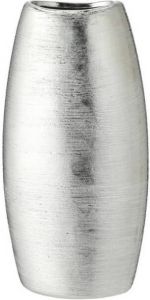 Cepewa Ronde bloemenvaas zilver van keramiek 12 5 x 26 cm Stijlvolle bloemen of takken vaas voor binnen Vazen