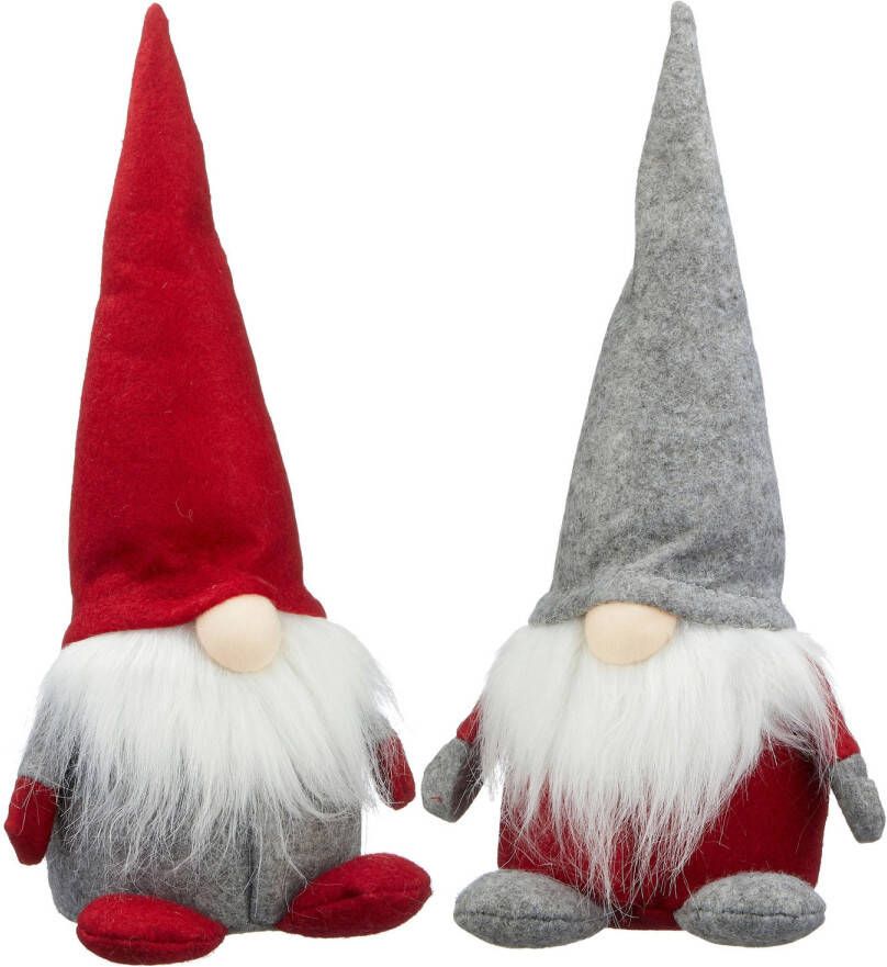 Cepewa Set van 2x pluche gnome dwerg decoratie poppen knuffels 30 cm Kerstman pop