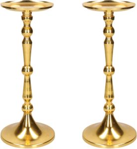 Cepewa Set van 2x stuks luxe kaarsenhouder kandelaar klassiek goud metaal 11 x 11 x 28 cm Kandelaars voor stompkaarsen kaars kandelaars