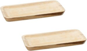 Cepewa Set van 2x stuks rechthoekig kaarsenbord kaarsenplateau hout 35 x 3 x 17 cm Onderborden voor kaarsen op tafel Kaarsenplateaus