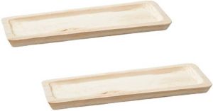 Cepewa Set van 2x stuks rechthoekig kaarsenbord kaarsenplateau hout 50 x 3 x 17 cm Onderborden voor kaarsen op tafel Kaarsenplateaus