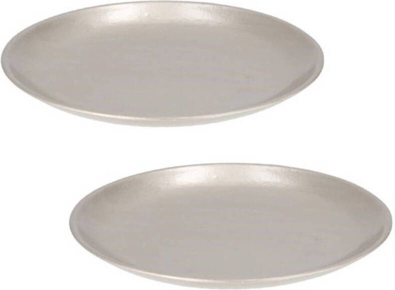 Cepewa Set van 2x stuks rond kaarsenbord kaarsenplateau zilver hout 28 cm Kaarsenplateaus