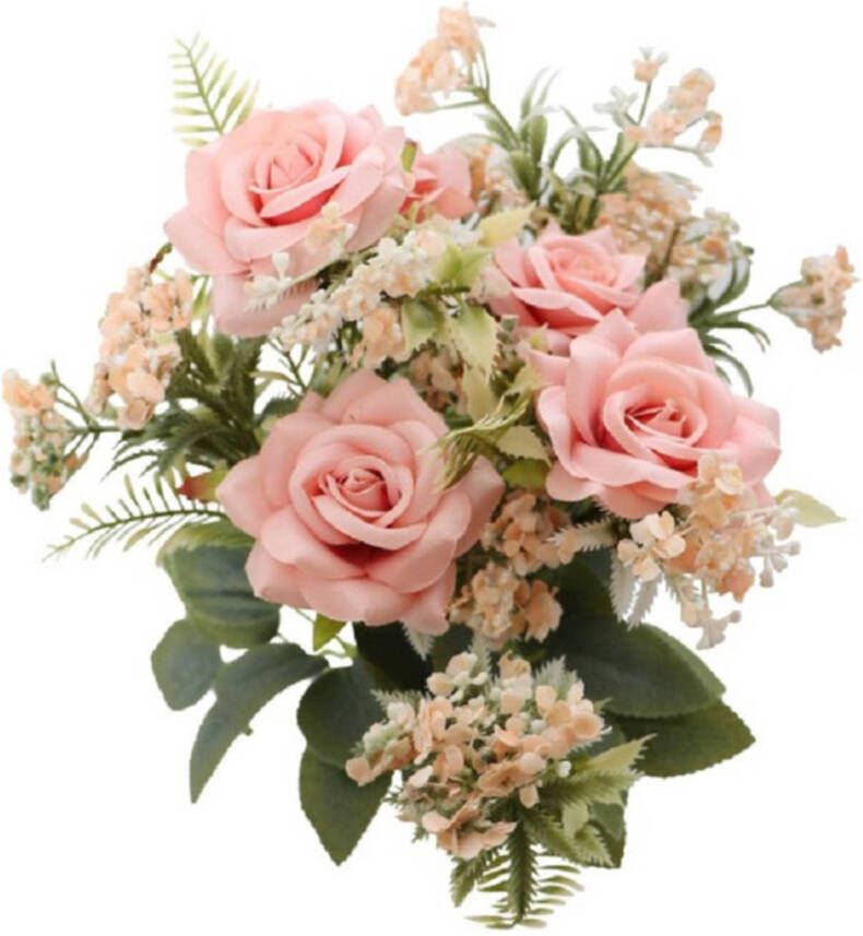 Chaks Bruidsboeket rozen kunstbloemen licht roze H41 cm Kunstbloemen
