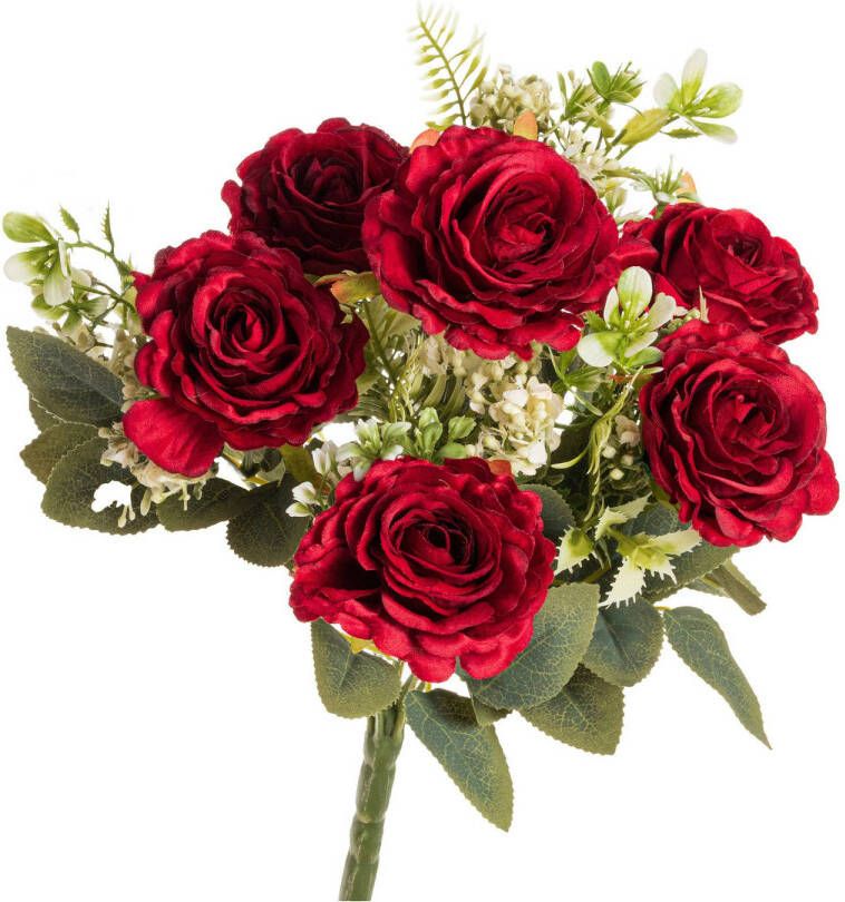 Chaks Huwelijksboeket Rozen kunstbloemen rood H43 cm Kunstbloemen