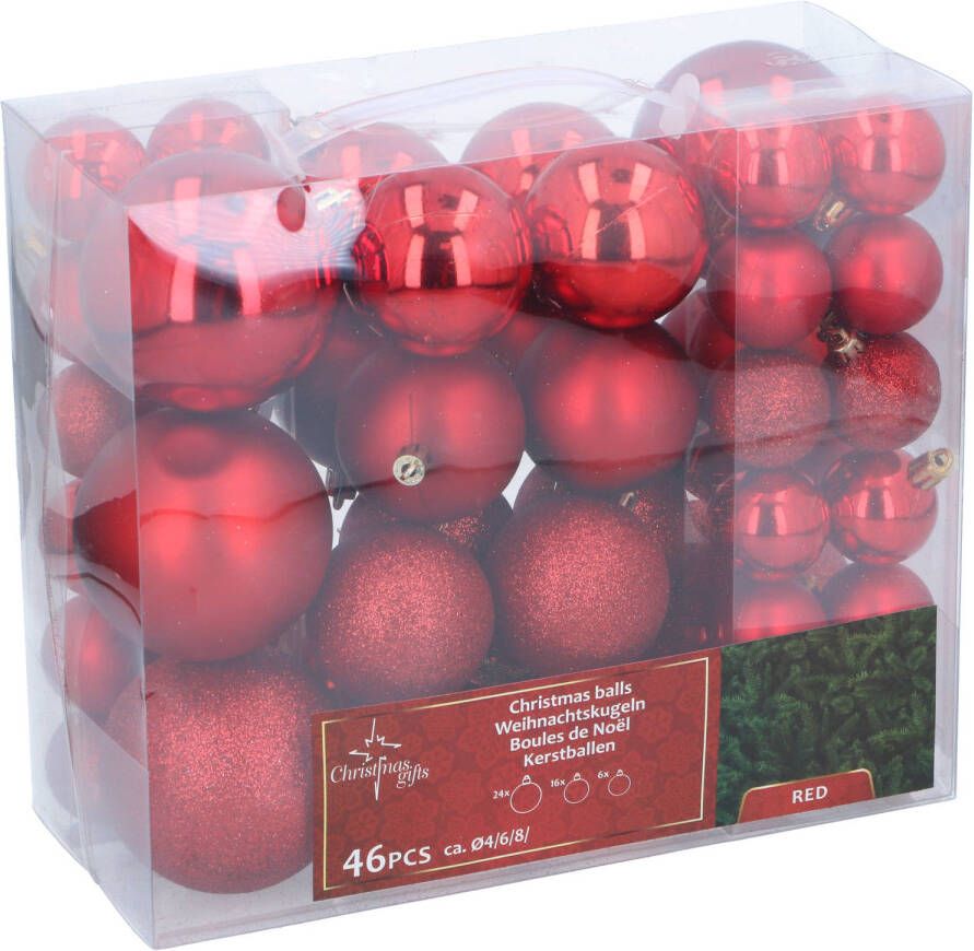 Christmas Gifts Christmas Gifst Kerstballen Set Rood 46 Stuks Kunststof Kerstballen Kerstversiering