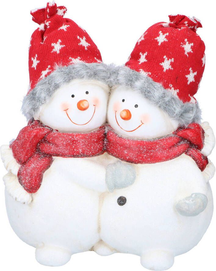 Christmas Gifts Kerst Beeld Sneeuwpoppenpaar Beeldje 31CM Kersversiering voor Binnen en Buiten