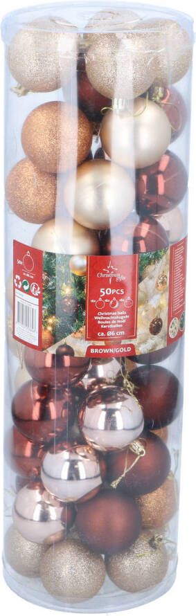 Christmas Gifts Kerstballen Set Goud Koper 50 Stuks Kunststof Kerstballen Kerstversiering