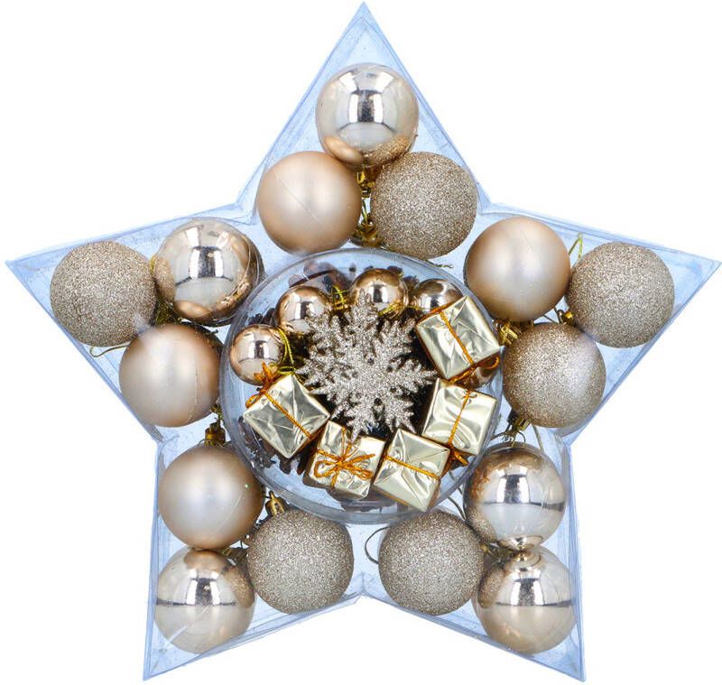 Christmas Gifts Kerstballen Set Goud 56 Stuks Kunststof Kerstballen Kerstversiering Verschillende Vormen