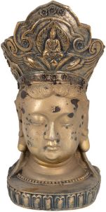 Clayre & Eef Beeld Boeddha 11x9x22 Cm Goudkleurig Kunststof Woonaccessoires Beeld Decoratie Decoratieve Accessoires