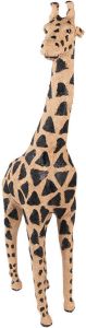 Clayre & Eef Beeld Giraf 90 Cm Bruin Zwart Papier Ijzer Textiel Woonaccessoires Beeld Decoratie Decoratieve