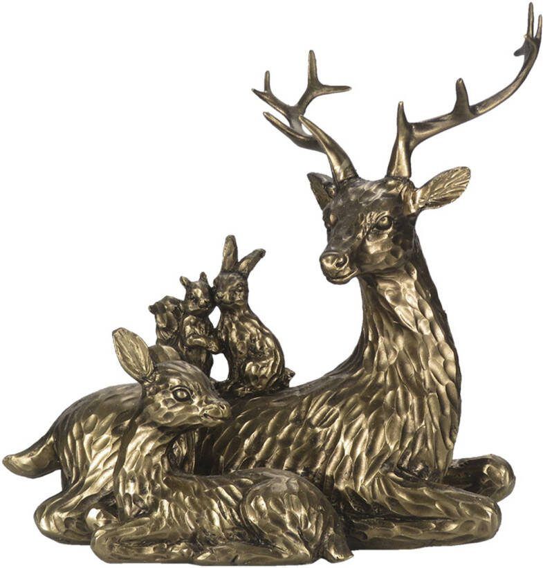Clayre & Eef Beeld Hert 17 Cm Goudkleurig Kunststof Woonaccessoires Beeld Decoratie Decoratieve Accessoires