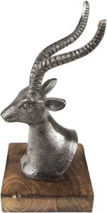 Clayre & Eef Beeld Hert 21 Cm Zilverkleurig Aluminium Woonaccessoires Beeld Decoratie Decoratieve Accessoires