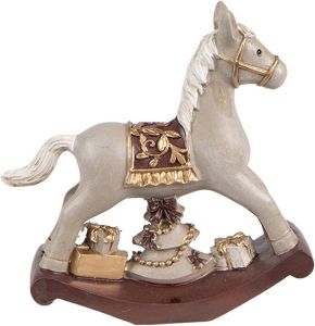 Clayre & Eef Beeld Hobbelpaard 11 cm Grijs Polyresin Kerstfiguren Grijs Kerstfiguren