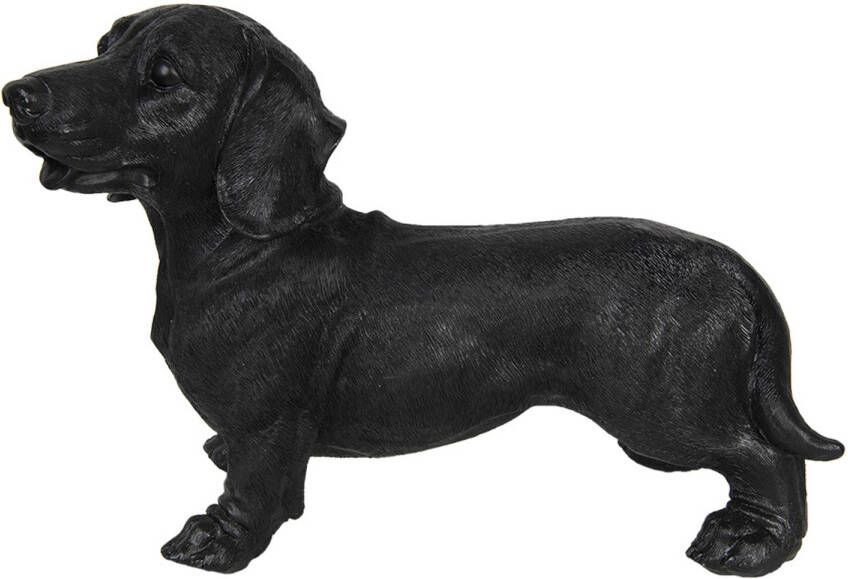 Clayre & Eef Beeld Hond 32x14x23 cm Zwart Kunststof Woonaccessoires Zwart Woonaccessoires