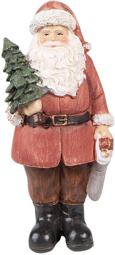 Clayre & Eef Beeld Kerstman 14 cm Rood Polyresin Kerstfiguren Rood Kerstfiguren