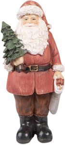 Clayre & Eef Beeld Kerstman 40 cm Rood Polyresin Kerstfiguren Rood Kerstfiguren