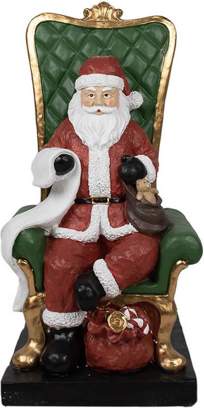 Clayre & Eef Beeld Kerstman 50x50x106 cm Rood Polyresin Kerstdecoratie Rood Kerstdecoratie