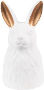 Clayre & Eef Beeld Konijn 21 cm Wit Goudkleurig Keramiek Woonaccessoires Wit Woonaccessoires