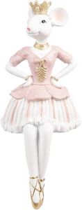 Clayre & Eef Beeld Muis 19 cm Roze Polyresin Decoratie Beeld Roze Decoratie Beeld