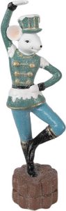 Clayre & Eef Beeld Muis 26 cm Blauw Polyresin Decoratie Beeld Blauw Decoratie Beeld