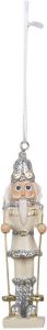 Clayre & Eef Beeld Notenkraker 10 Cm Zilverkleurig Kunststof Kerstdecoratie Beeld Decoratie Decoratieve Accessoires