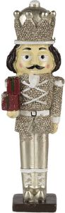 Clayre & Eef Beeld Notenkraker 19 Cm Zilverkleurig Kunststof Kerstdecoratie Beeld Decoratie Decoratieve Accessoires