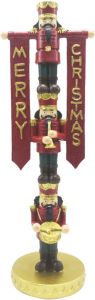 Clayre & Eef Beeld Notenkraker 30 Cm Rood Goudkleurig Kunststof Merry Christmas Kerstdecoratie Beeld Decoratie