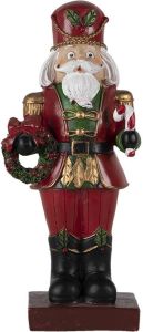 Clayre & Eef Beeld Notenkraker 9x6x21 Cm Rood Kunststof Kerstdecoratie Beeld Decoratie Decoratieve Accessoires Rood