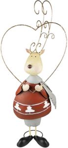 Clayre & Eef Beeld Rendier 95 Cm Rood Ijzer Kerstdecoratie Beeld Decoratie Decoratieve Accessoires Rood Kerstdecoratie