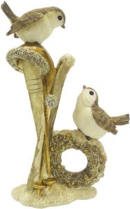Clayre & Eef Beeld Vogels 18 Cm Goudkleurig Kunststof Woonaccessoires Decoratieve Accessoires Goudkleurig