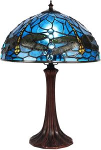 Clayre & Eef Blauwe Tafellamp Tiffany Ø 31*43 Cm E27 max 1*60w 5ll-9335bl