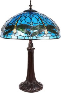 Clayre & Eef Blauwe Tafellamp Tiffany Ø 41*57 Cm E27 max 2*40w 5ll-9337bl
