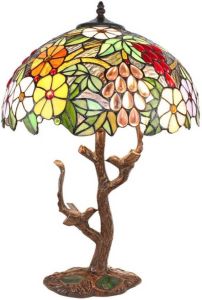 Clayre & Eef Blauwe Tafellamp Tiffany Ø 41*57 Cm E27 max 2*60w 5ll-6188