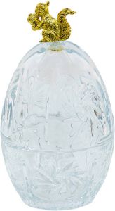 Clayre & Eef Bonbonniere Ø 10*18 Cm Transparant Glas Ovaal Eekhoorn Serveerschaal Decoratie Schaal Presenteerschaal