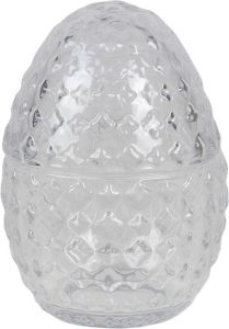 Clayre & Eef Bonbonniere Met Deksel Ei Ø 9*12 Cm Transparant Glas Bonbonschaaltje Bonbonniere Kristal Decoratie Schaal