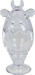 Clayre & Eef Bonbonniere Met Deksel Koe Ø 8*19 Cm Transparant Glas Bonbonschaaltje Bonbonniere Kristal Decoratie Schaal