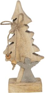 Clayre & Eef Bruine Decoratie Kerstboom Met Engel 7*5*17 Cm 6h1909