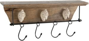 Clayre & Eef Bruine Kapstok met 4 haken 40*8*10 cm 64543