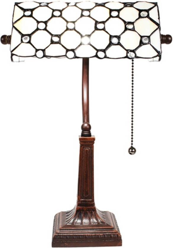Clayre & Eef Cremekleurige Bureaulamp Tiffany 26*16*40 cm E27 max 1*40W 5LL-5687