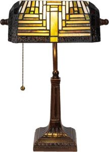 Clayre & Eef Cremekleurige Bureaulamp Tiffany 26*26*42 cm E27 max 1*40W 5LL-6088