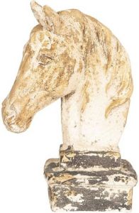 Clayre & Eef Cremekleurige Decoratie paard 23*15*35 cm 64362