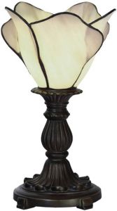 Clayre & Eef Cremekleurige Tafellamp Tiffany Ø 20*30 Cm E14 max 1*25w 5ll-6099n