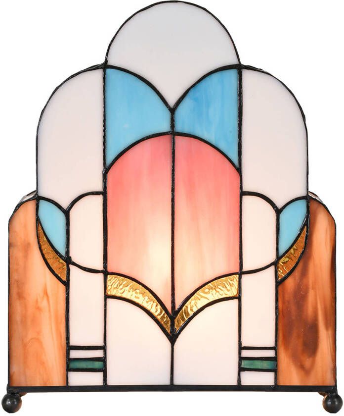 Clayre & Eef Cremekleurige Tafellamp Tiffany 30*4*25 cm 5LL-6117